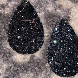 Black leather earrings